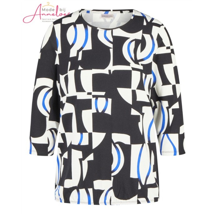 Barbara Lebek blouson shirt 15923062 Zwart wit blauw